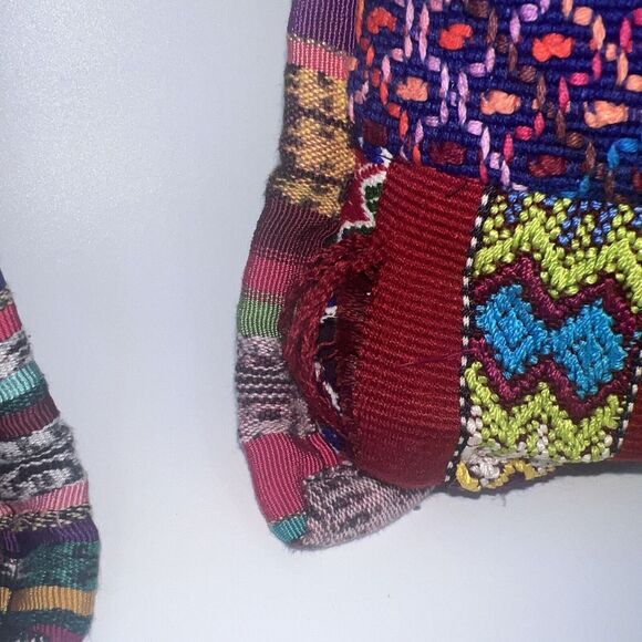 Handmade Set PATCHES OF HUIPIL Embroidered Pillow Cases Colorful Guatimala - Picture 5 of 11